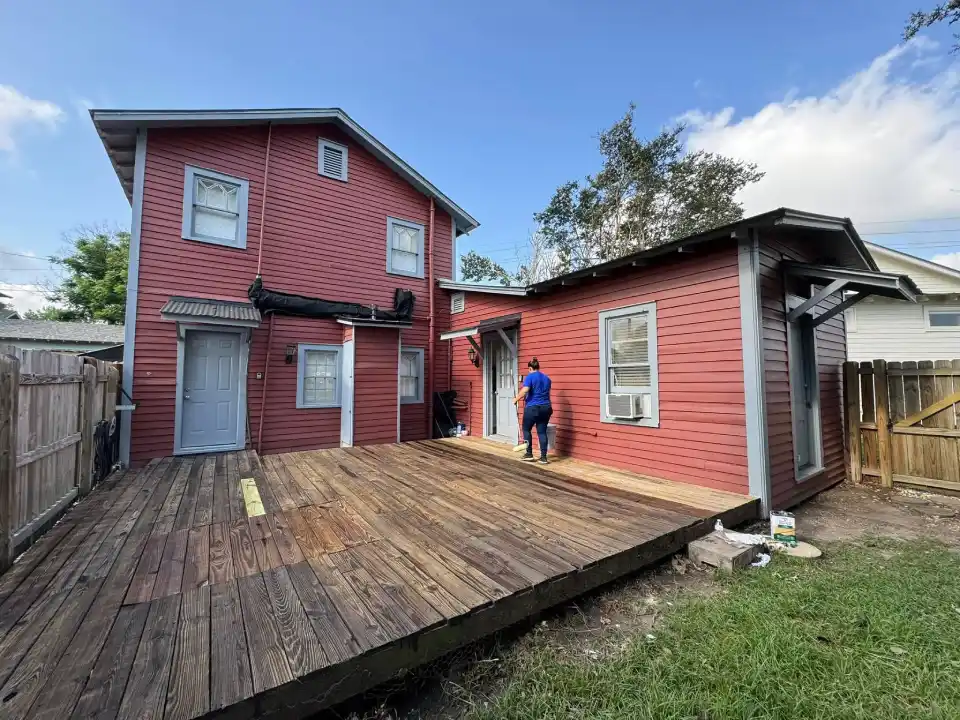 Outside of red house where MEP engineering was used in Lafayette, Louisiana