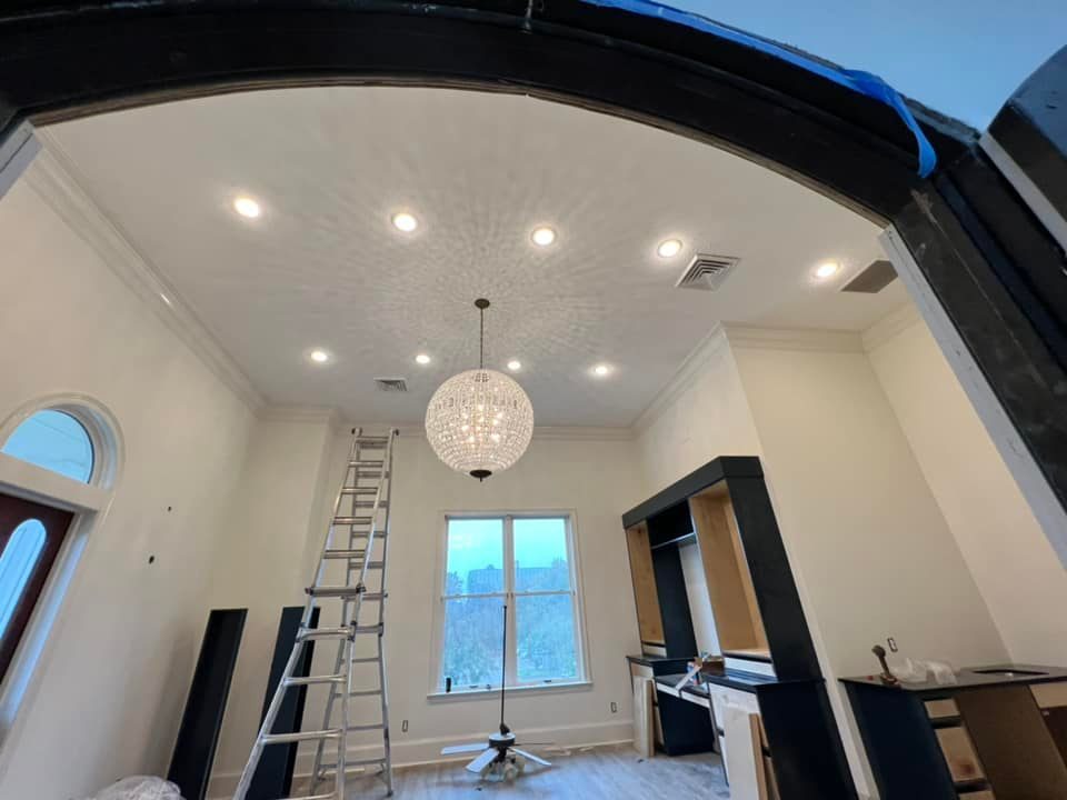 Inside view of electrical in white two story commercial building in Lafayette, Louisiana